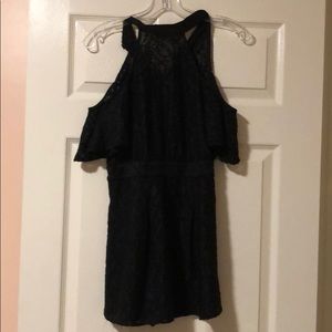 Black Lace cold shoulder romper